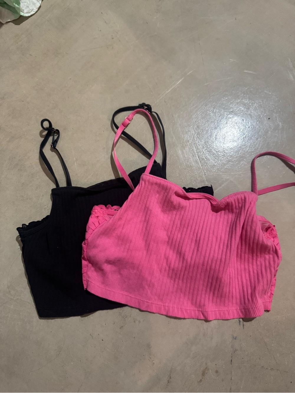 aerie Ribbed Bralette Tops in Pink and Black Size Small